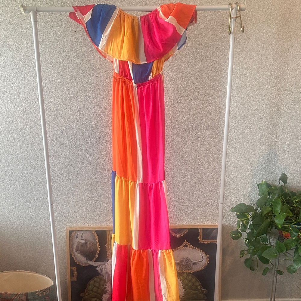 Flying Tomato Multicolor Ruffle Maxi Dress